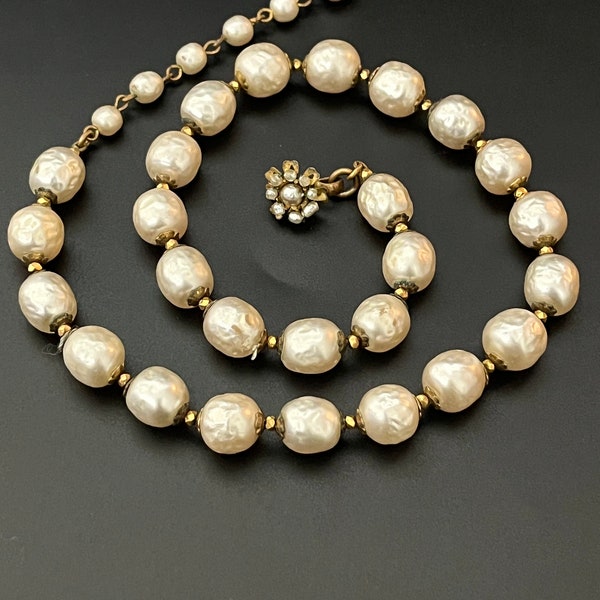 Vintage Mariam Haskell Baroque Pearl Choker Necklace Signed