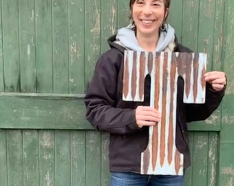 Custom Rusty Metal Letters Made from Rustic Tin Barn Roofing Corrugated Rustic Decor for Any Occasion! Small - Large Monogram Initials