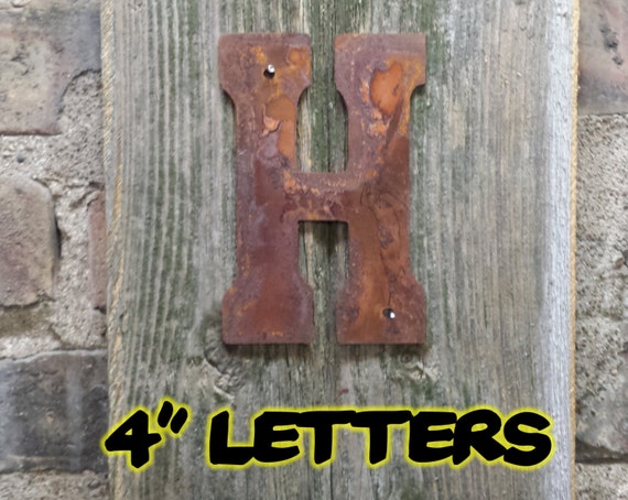 4 Rusty Tin Letters Standard Font Monogram Rustic Etsy
