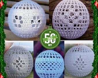 50 % off 5 crochet christmas balls ornament pattern