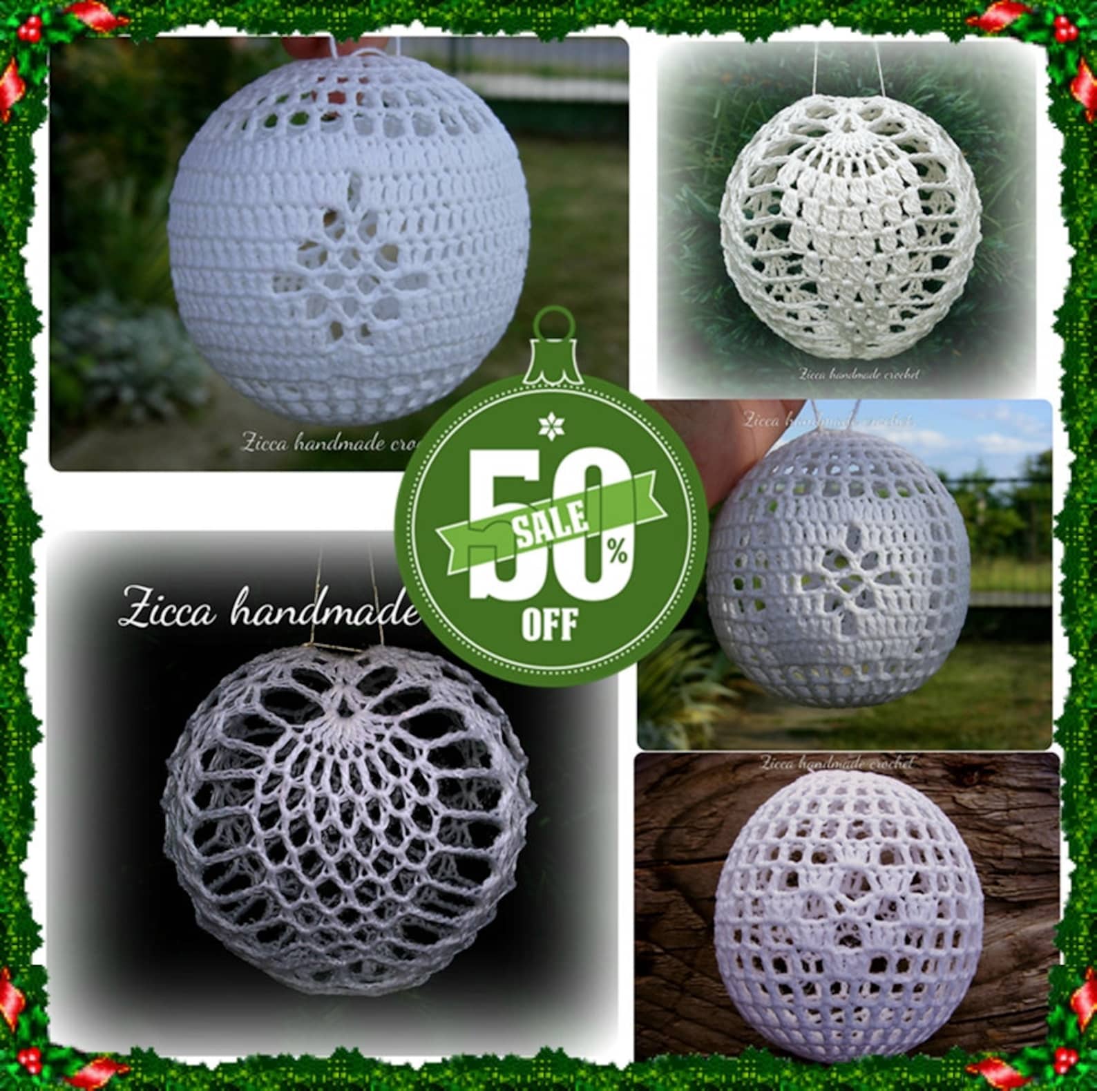 5 Crochet Christmas Balls Ornament Pdf Pattern Etsy