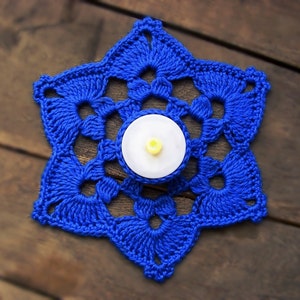 Crochet snowflake candle coaster, tealight holder PDF pattern