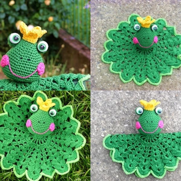 Amigurumi , Crochet Frog snuggle , comfort blanket PDF pattern