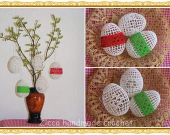 Crochet Easter eggs -set of 5- PDF pattern, Crochet  Easter eggs ornament pattern