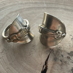 Recycled Silver Plated Spoon Ring: Apostle Design, Thumb Ring