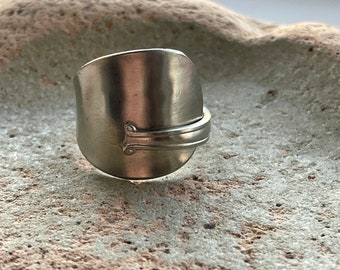 silver spoon ring. thumb ring. vintage silver spoon.