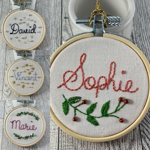 Personalized Christmas Stocking Tags- Hand Embroidered