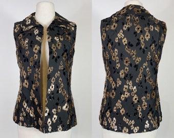 1970s Tinsel Floral Print Vest