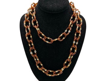 1960s CHANEL Archimede Seguso Brown Murano Glass Chain Necklace