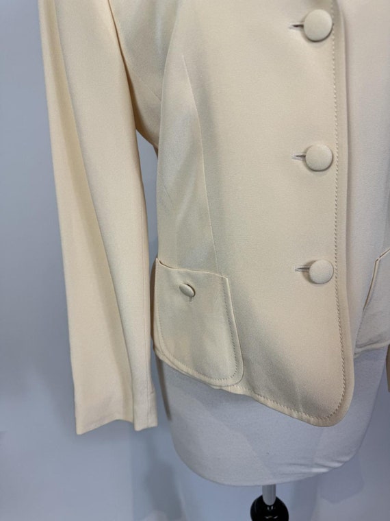 1990s - Y2K Escada Cream Silk Blazer Jacket - image 6