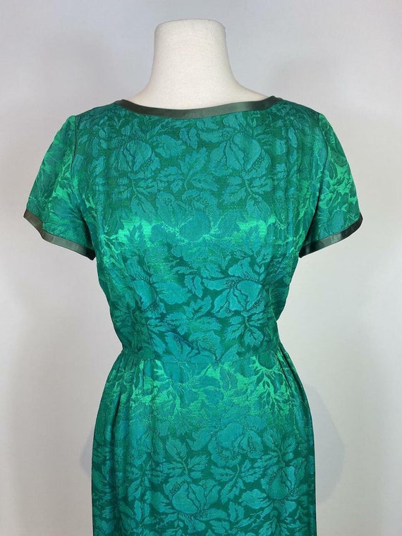 1960s Blue Green Jacquard Dress and Jacket Set - image 7