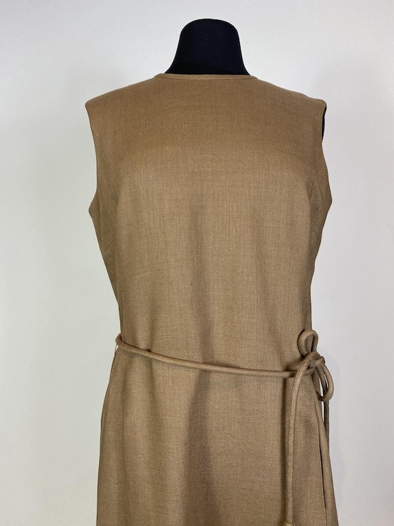 1960s VOLUP Mc Mullen Brown Linen Shift Dress - image 5