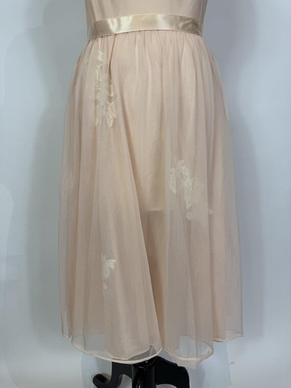 1950s Vanity Fair Peach Pink Chiffon and Lace Sli… - image 8