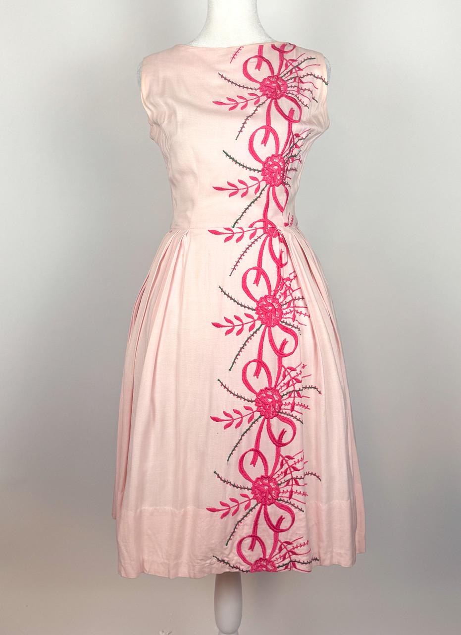 open lace back dress Barbie Toddler/Kids Girl Ribbed Knit Fabric Terry Embroidery Dress Hot Pink main image 0