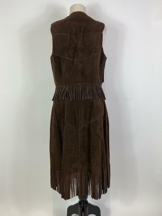 1970s Suede Leather Fringe Vest and Skirt Set - image 4