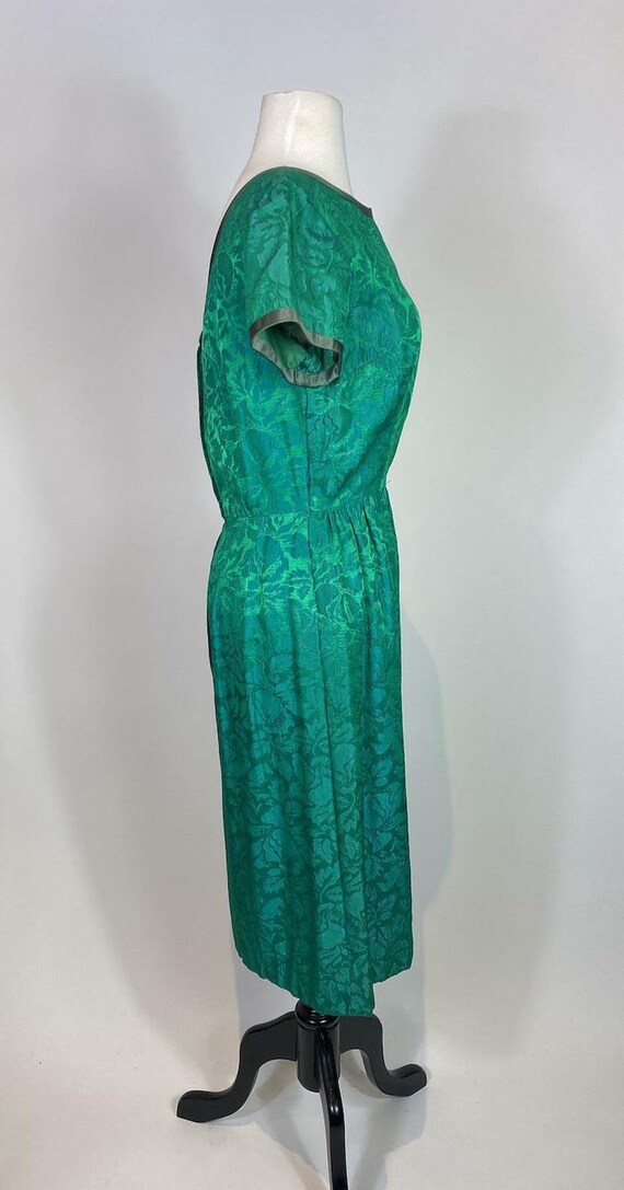 1960s Blue Green Jacquard Dress and Jacket Set - image 5