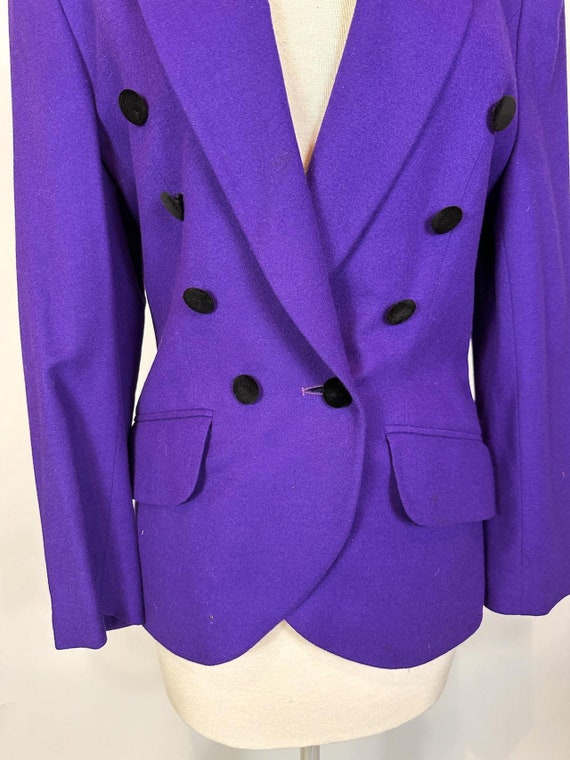 1980s - 1990s Louis Feraud Purple Wool Blazer Jac… - image 4