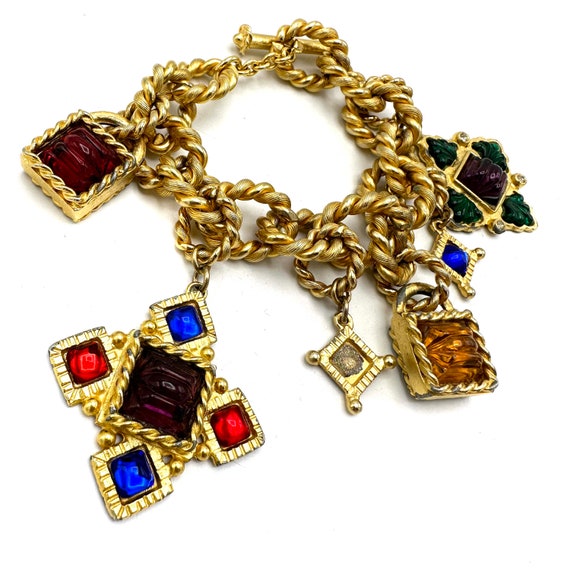 1990s YOSCA Golden Jumbo Charm Bracelet - image 2