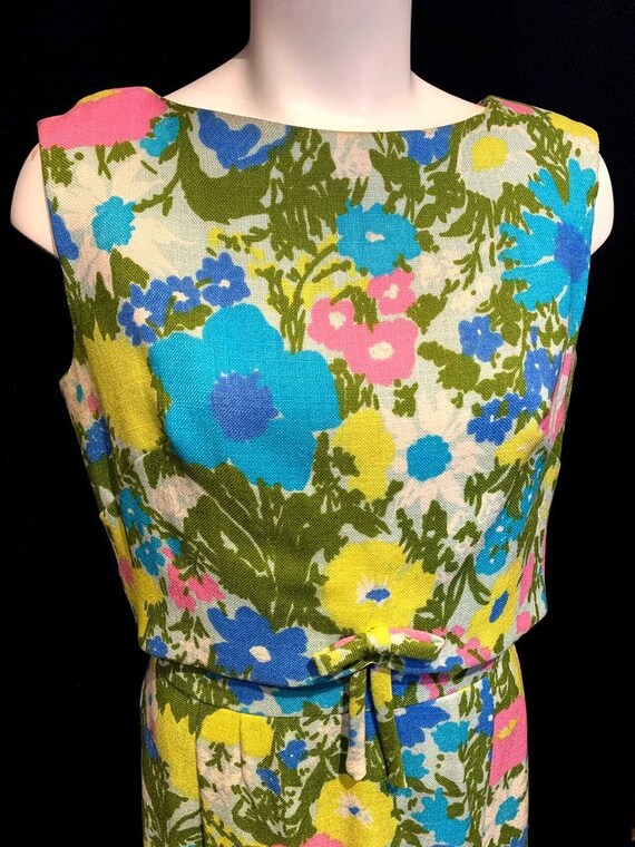 1960's Bright Floral 2 Piece Dress - image 4