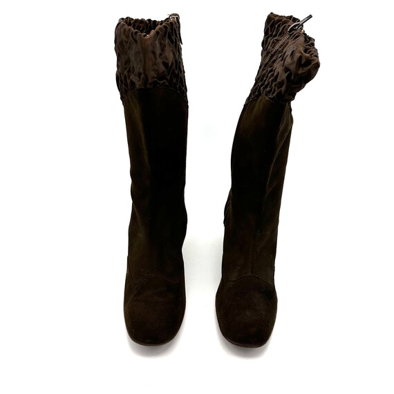 1960s Brown Suede Mod Gogo Boots With Smocking Ca… - image 3