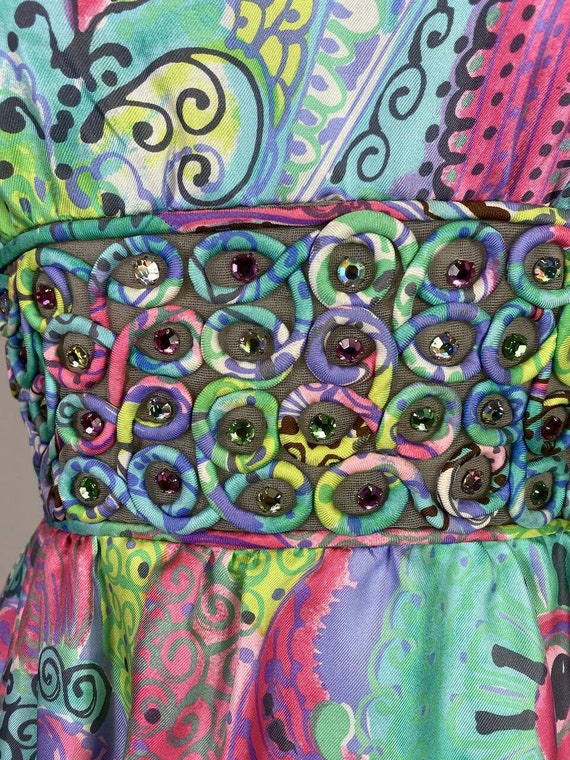 1960s Silk Crystal Waist Party Dress - image 7