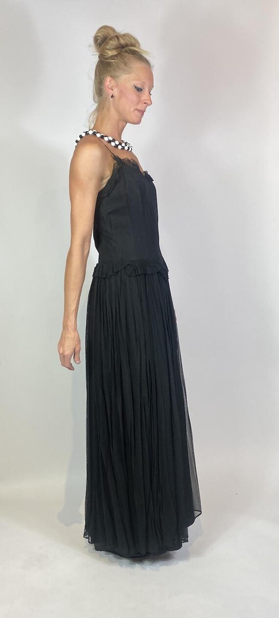 1950s Nathan Strong Black Micro Pleated Gown - image 4