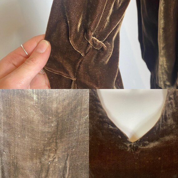 1920s Brown Silk Velvet Drop Waist Dress - image 9