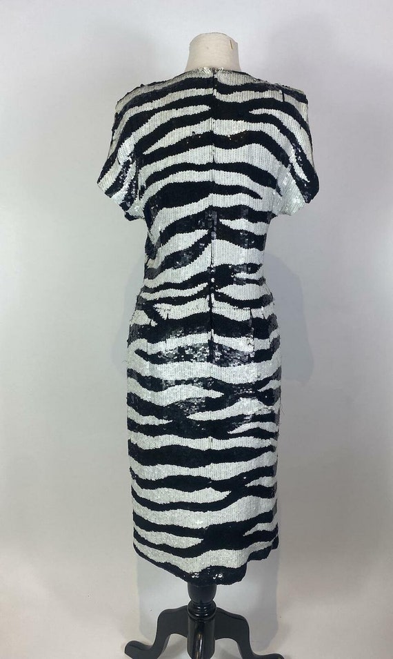 1980s Pure Silk Zebra Sequin Dress - image 4