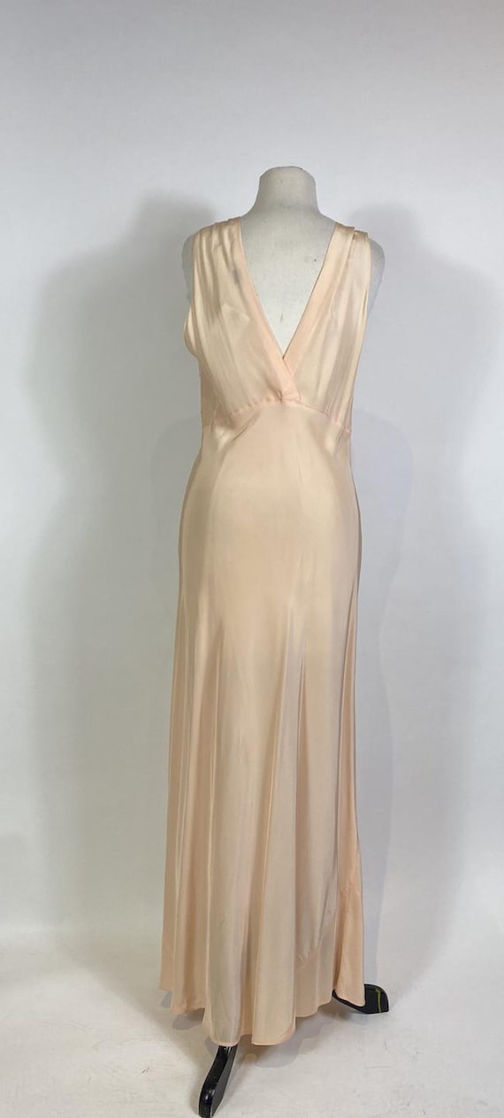 1940s Pink Rayon Maxi Slip Dress with Floral Embr… - image 4