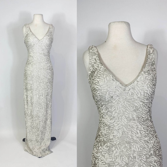 Halston heritage top silver dress