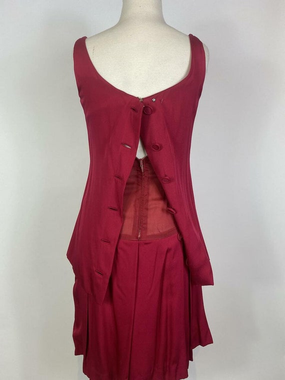 1950s - 1960s Cranberry Button Back Dress - image 6