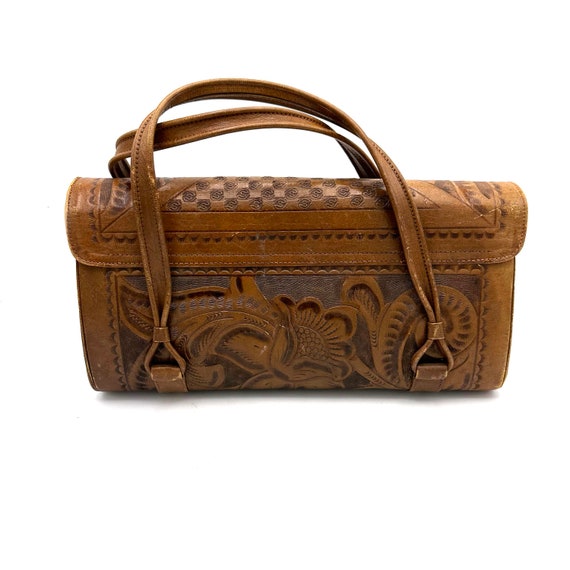 1970s Avelar Tooled Leather Top Handle Bag - image 5