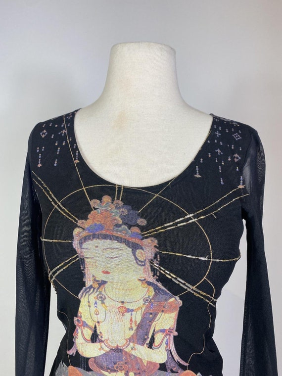 1990s - Y2K Vivienne Tam Buddha Mesh Long Sleeve … - image 4