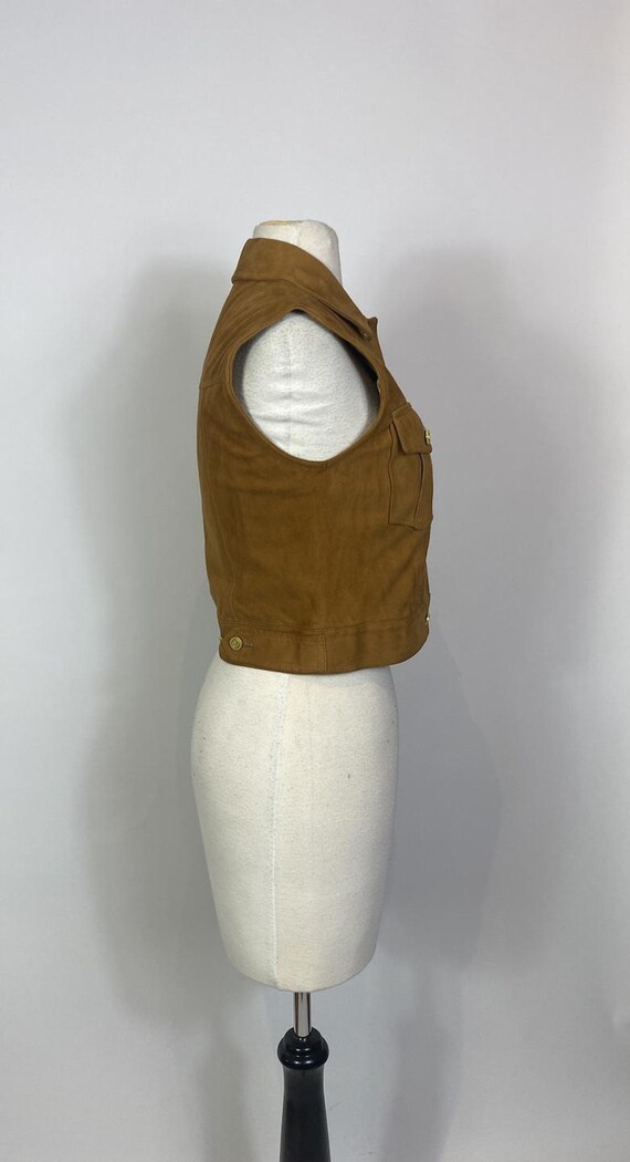 1990s Mondi Brown / Tan Suede Leather Vest Top - image 5