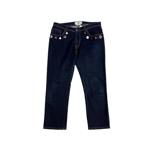 Y2K FENDI Multicolor Studded Denim Capri Pants Etsy UK
