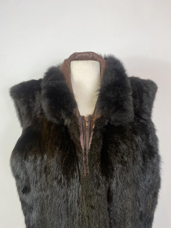 1990s Andrew Marc Brown Rabbit Fur Vest - image 5