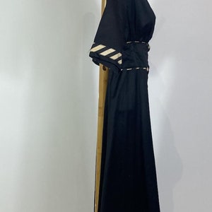 1940s Black Cotton Striped Trim Day Dress image 4