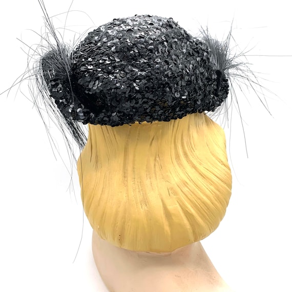 1940s-50s Best Co. Sequin Feather Hat - image 2