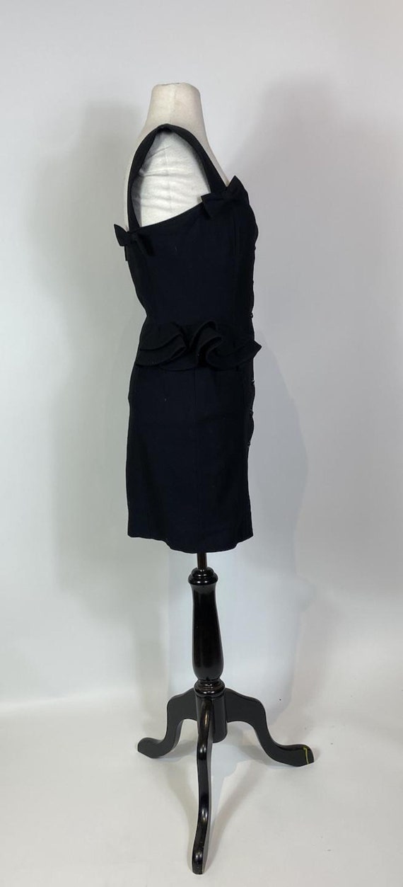 1980s - 1990s Black Ungaro Mini Dress with Bow De… - image 4