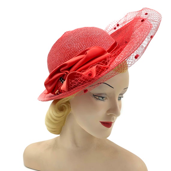 1980s-90s SCHIAPARELLI Large Silk Ribbon Veiled St