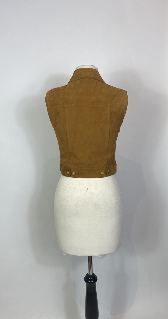 1990s Mondi Brown / Tan Suede Leather Vest Top - image 6