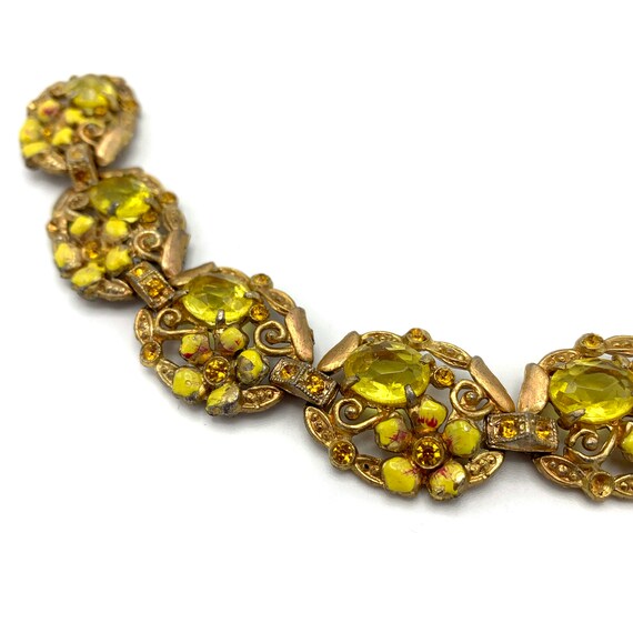 1950s Floral Detail Rhinestone Bracelet