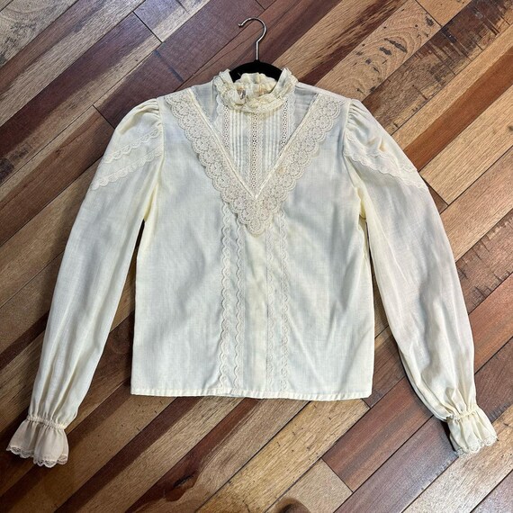 1970s - 1980s Jessica's GUNNE SAX White Lace Prairie … - Gem