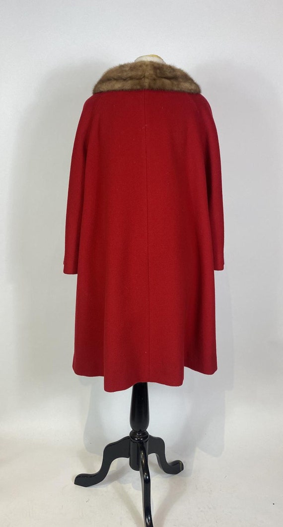 1960s Red Wool Mink Collar Coat - image 5