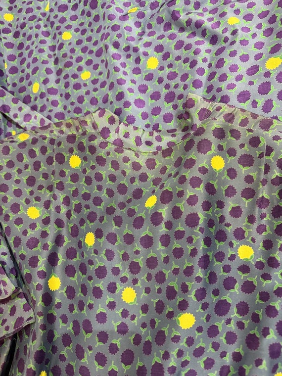 1940s Purple Floral Print Tie Neck Midi Dress - image 9