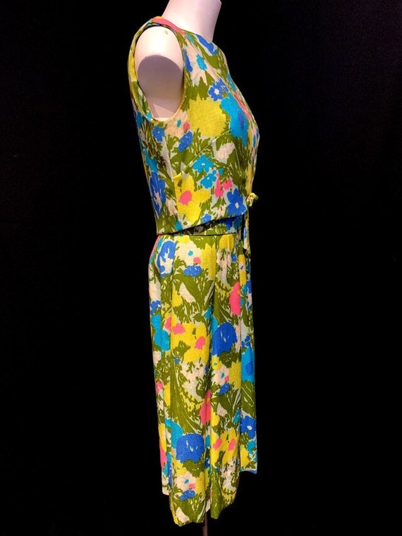 1960's Bright Floral 2 Piece Dress - image 5