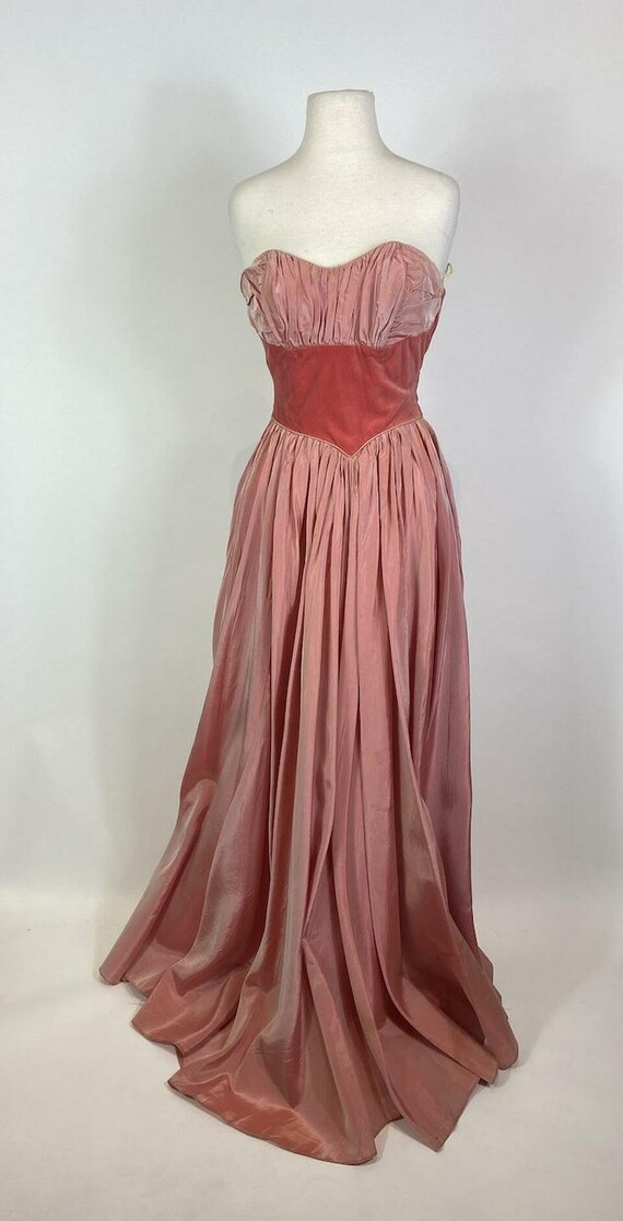 1950s Silk Taffeta and Velvet Bolero Gown Set - image 3