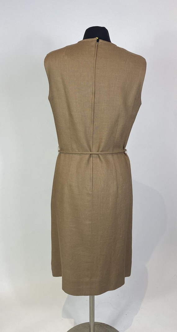1960s VOLUP Mc Mullen Brown Linen Shift Dress - image 4