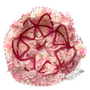 1950s Pink Floral Hat With Veil Overlay image 6