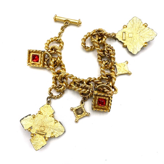 1990s YOSCA Golden Jumbo Charm Bracelet - image 4